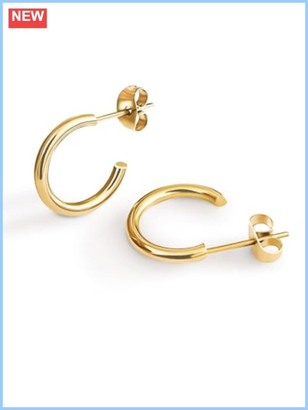 Small Thin Waterproof Hoop Earrings for Women 18k Gold Plated Stainless Steel